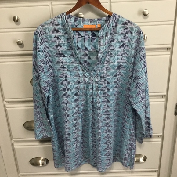 Oliphant Tops - OLIPHANT Lightweight Cotton Geometric Triangle Tunic Top XL